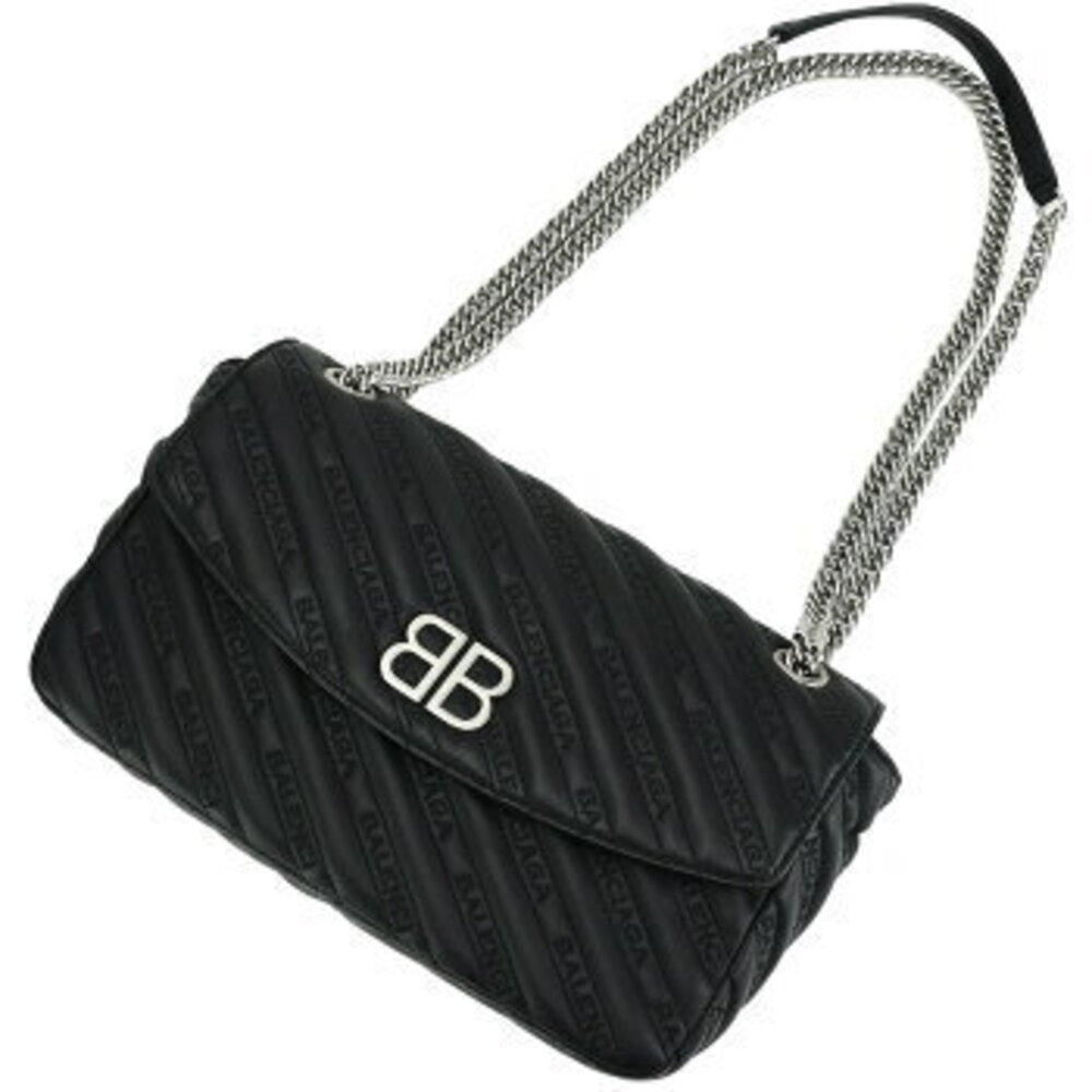 Balenciaga Round Chain Shoulder Bag Crossbody Bag black leather logo - Picture 2 of 8